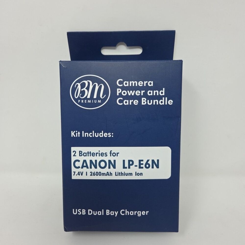 BM Premium Battery (2-Pack) and Dual Charger for Canon LP-E6, LP-E6N NEW NIB